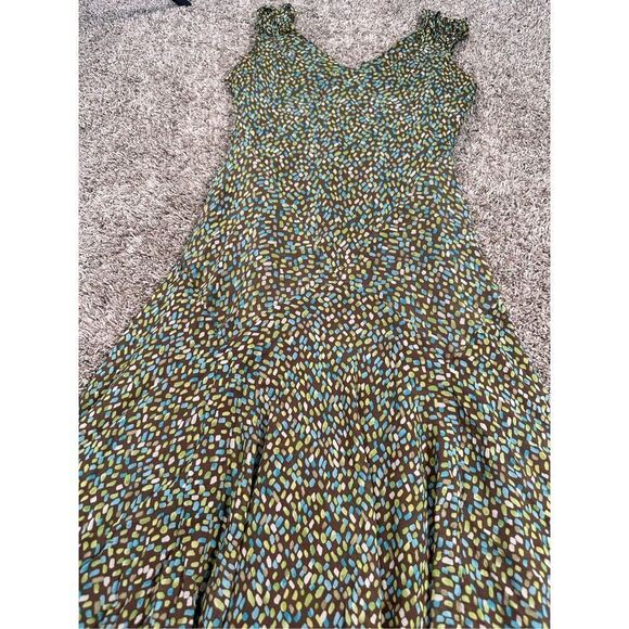 Vintage Y2K Talbots Petite 8 Silk Slip Drop Waist Midi Dress Chiffon Brown Fairy - Picture 10 of 11